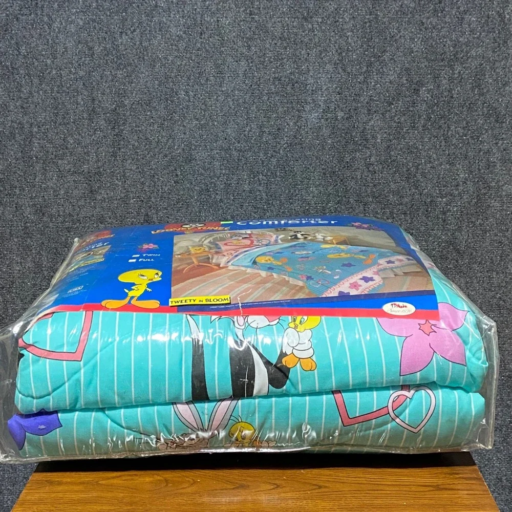 Vintage Looney Tunes Tweety in‎ Bloom Twin Comforter Bugs Bunny Sylvester 62x86